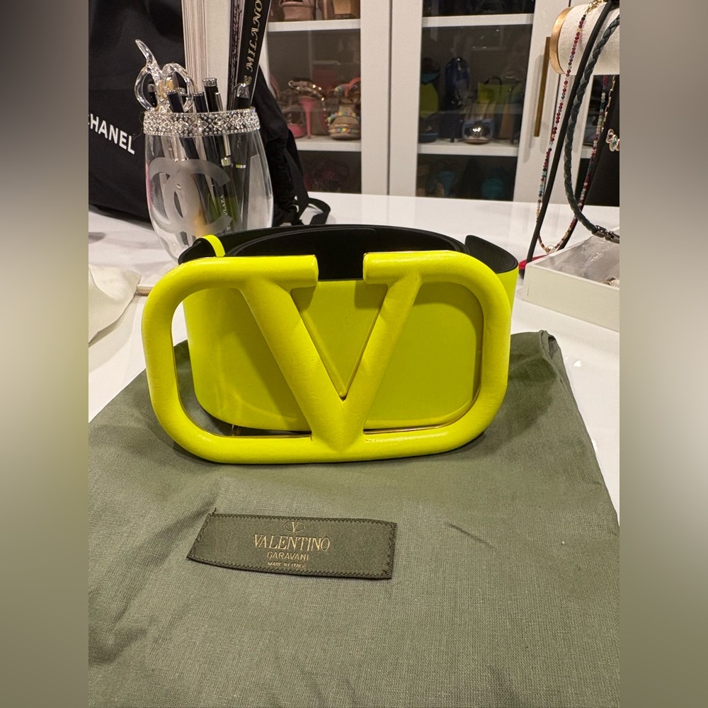Valentino Neon Yellow VLogo Belt